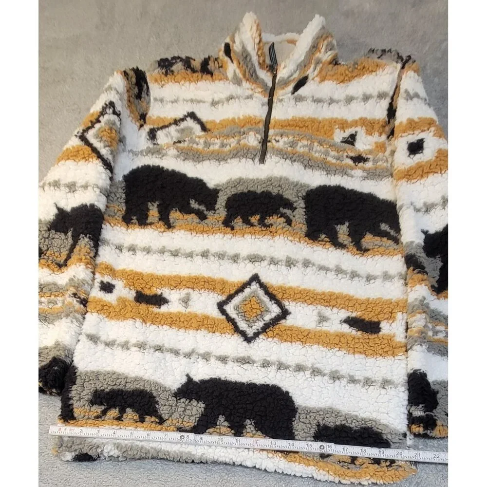 Cabin Fever by Ramatex Sherpa Pullover Bear Sweater - Picture 9 of 15